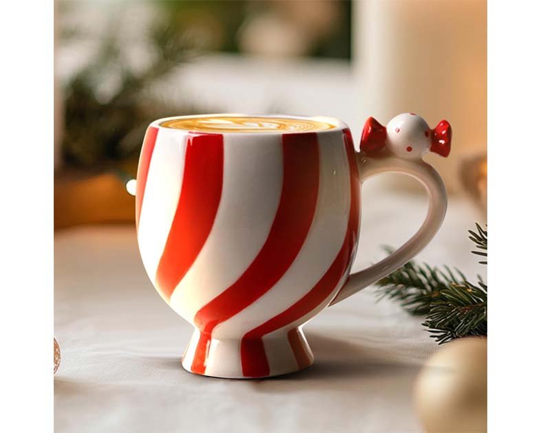Christmas Mugs 12 OZ Ceramic Candy Shape Cute Coffee
