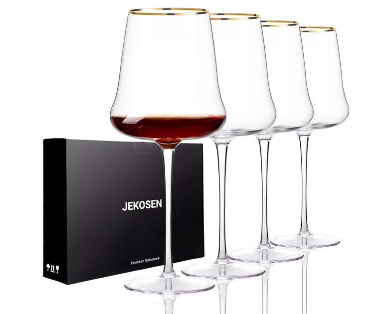 JEKOSEN New Red Wine Glasses With Gold Rim