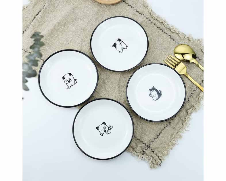 SOCOSY Cute Cartoon Dog Ceramic Seasoning Dishes