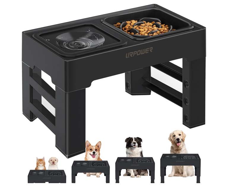 URPOWER 2-in-1 Elevated Slow Feeder Dog Bowls