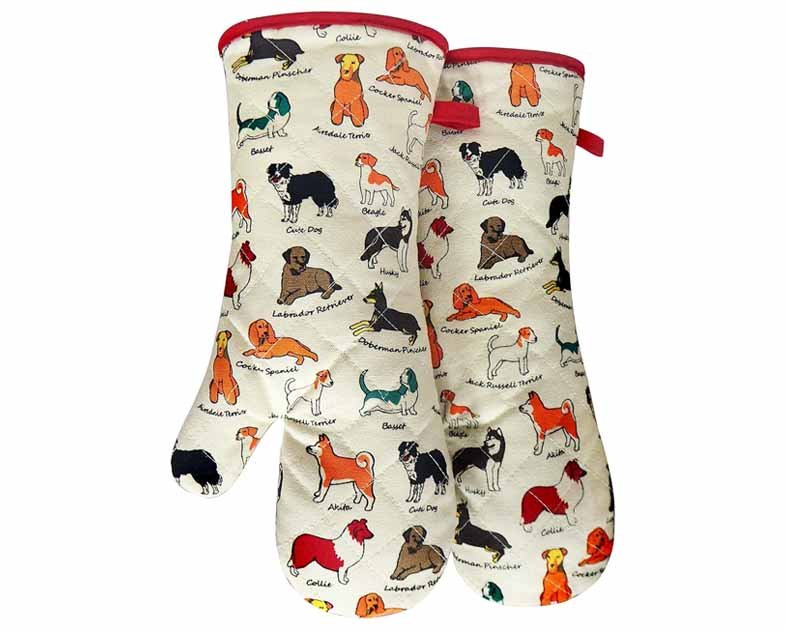 Oven Mitts Cotton Fashion Cute Dog Design 1pair Heat Resistant Oven Gloves