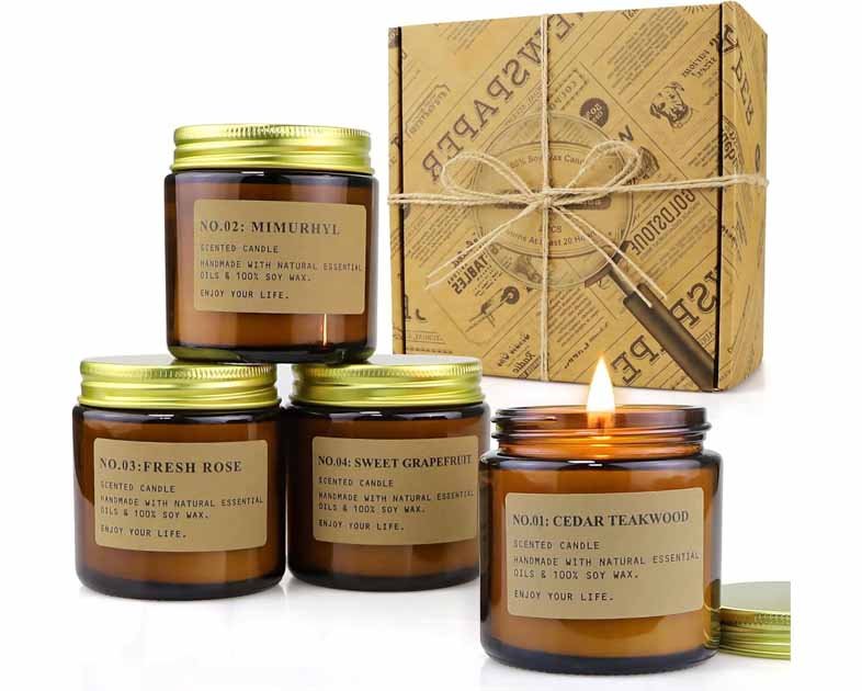 YFYTRE 4 Pack Scented Candle Set Soy Wax Candles