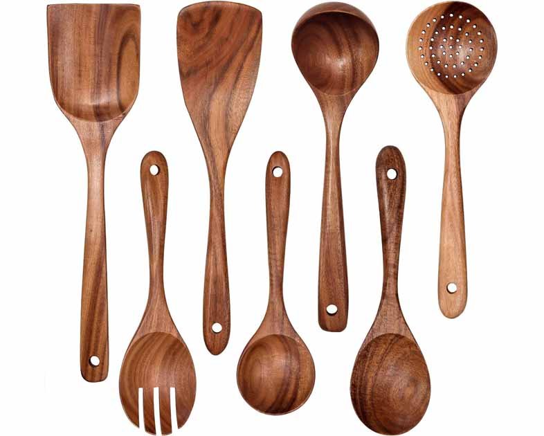 Wooden Non-Stick Kitchen Pan Toolset 7 Pieces Set