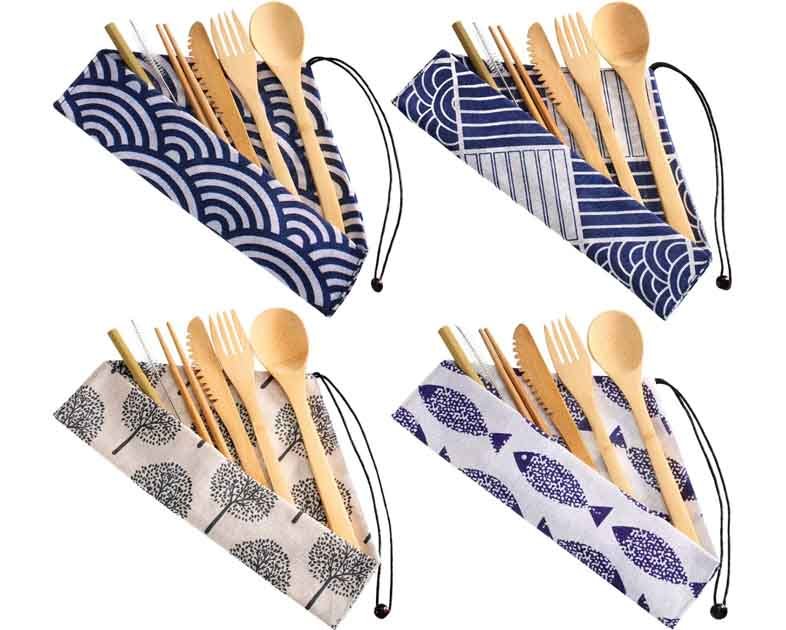 Boao 4 Sets Bamboo Utensils Wooden Utensils Set