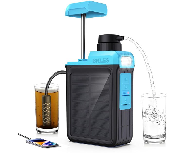 3-in-1 Solar Electric Water Filter with Hand Pump