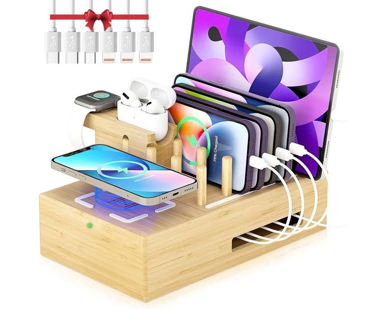 Bamboo Wireless Charging Station for Multiple Devices