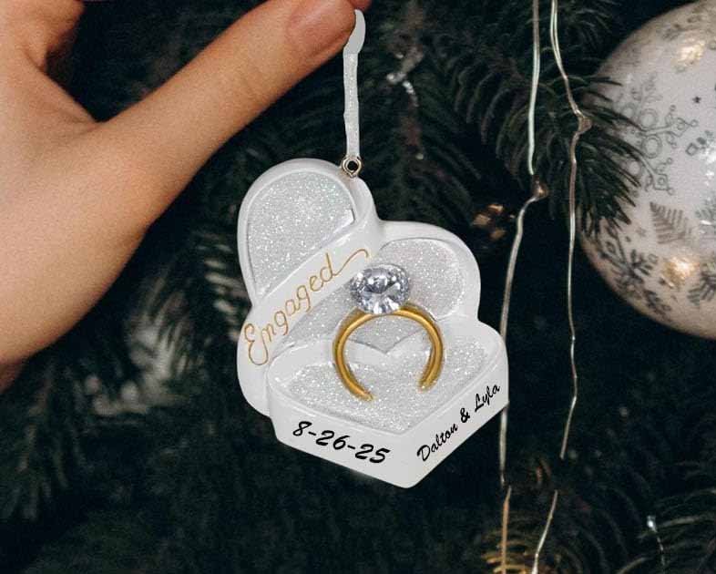 Engaged Heart Shaped Box and Ring with Gem Ornament