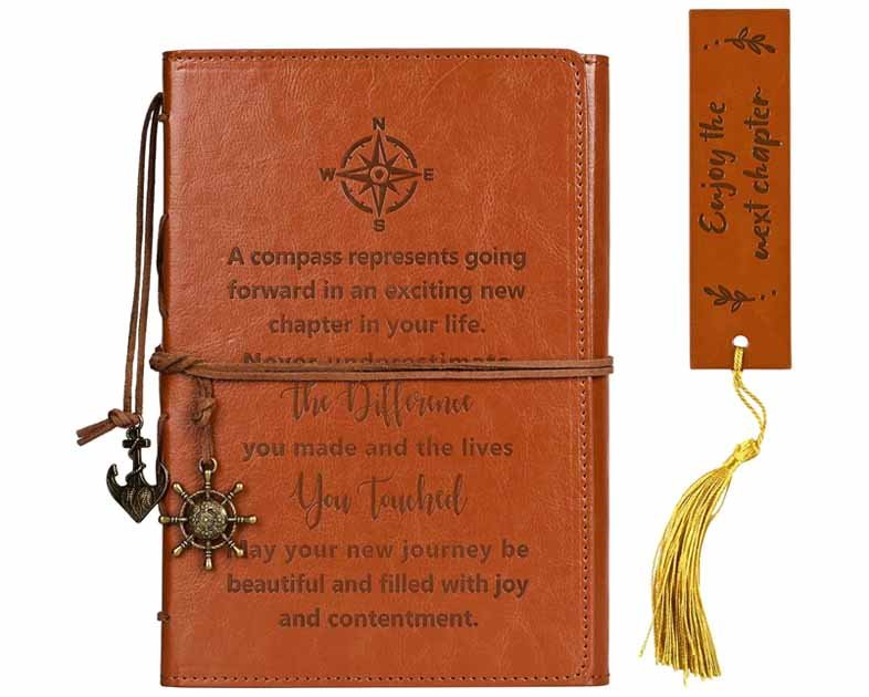 Leather Journal Notebook Retirement Gift For Woman Man