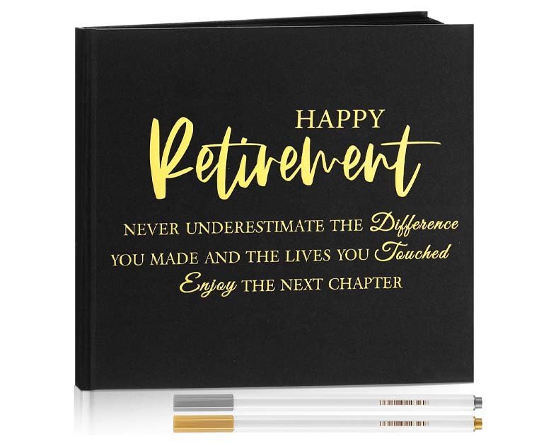 Retirement Guest Book with 2 Markers 8.7''