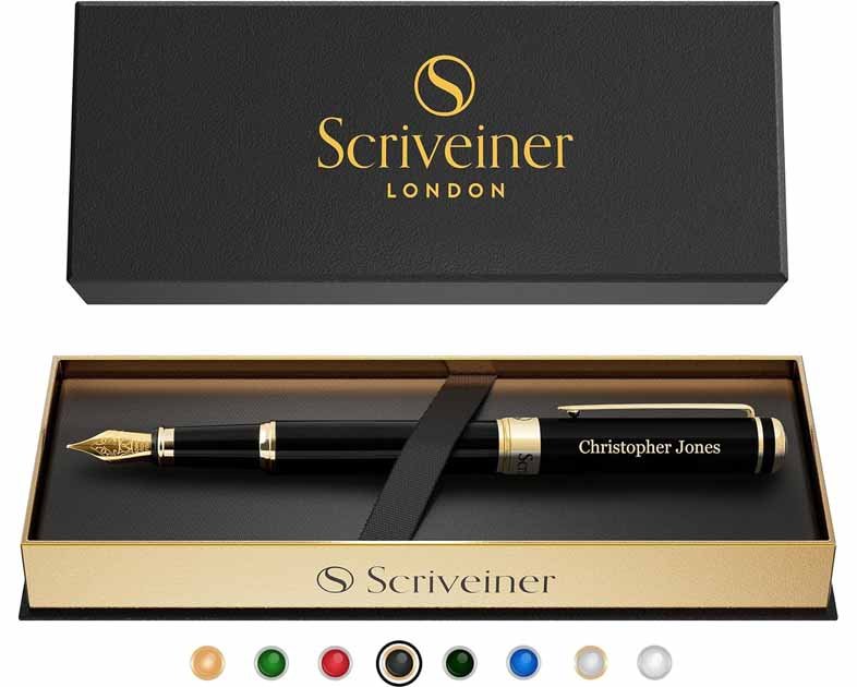 Scriveiner Personalized Black Fountain Pen