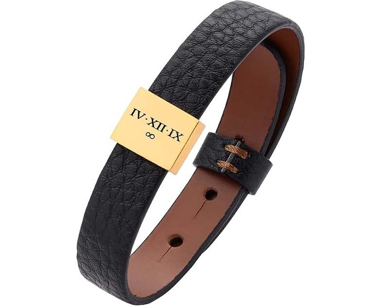 MignonandMignon Personalized Leather Mens Bracelet Coordinate Bracelet