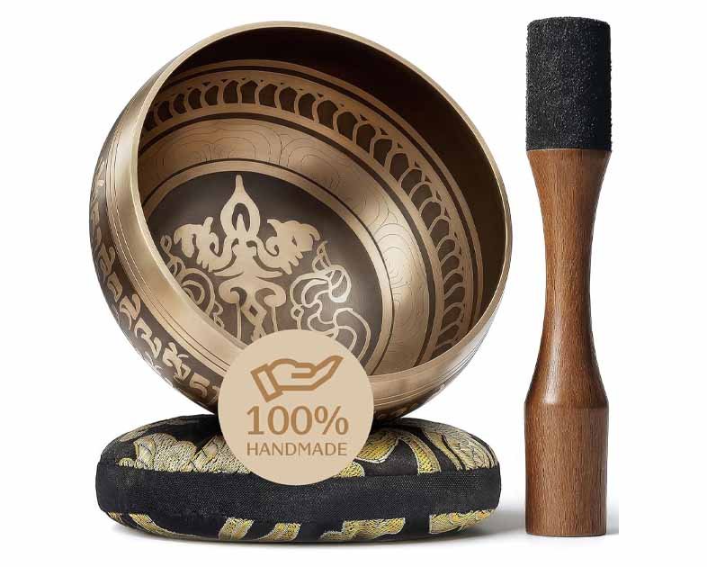 Handmade Tibetan Etched Singing Bowl Set