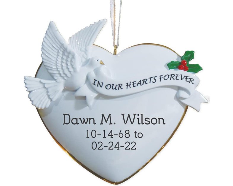 GiftsForYouNow Personalized Memorial Heart Shaped Christmas Ornament