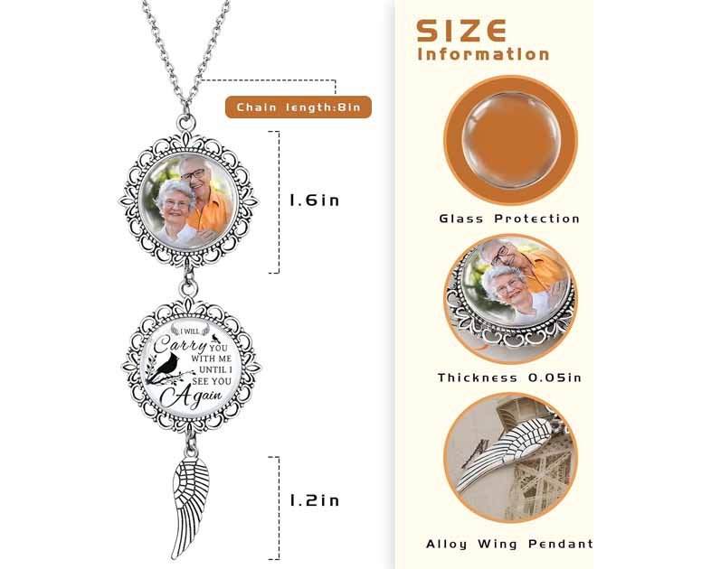 Custom Car Rearview Mirror Accessories with Picture Text Angel Charm