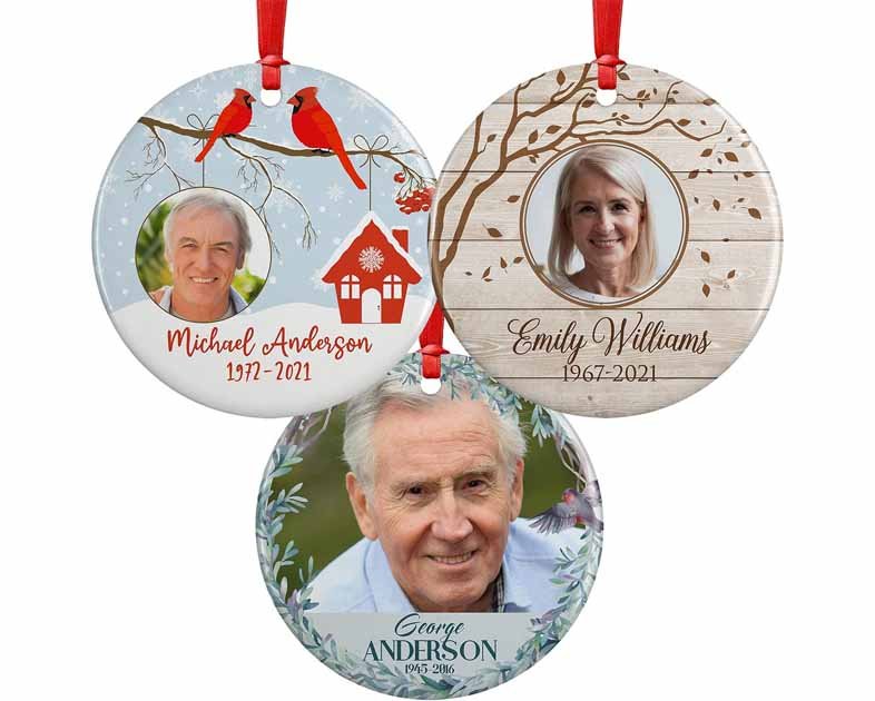 in Loving Memory, Memorial Christmas Ornament Personalized with Photo