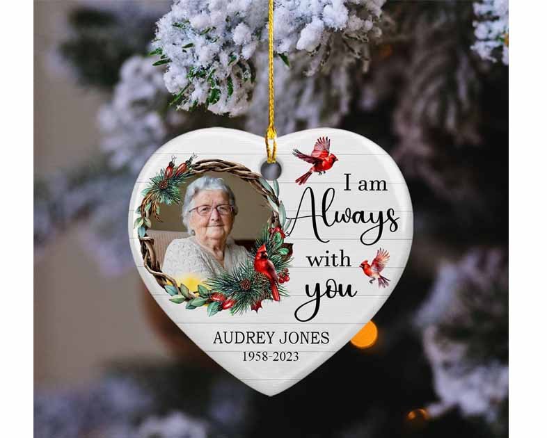 Personalized Photo Cardinal In Loving Memory Ceramic Ornament