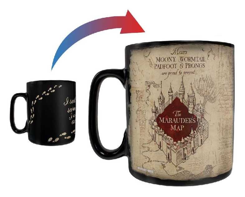 Morphing Mugs Harry Potter - Marauder's Map - I Solemnly Swear – 16 oz Large Ceramic Heat Sensitive Clue Mug – Full image revealed when HOT liquid is added