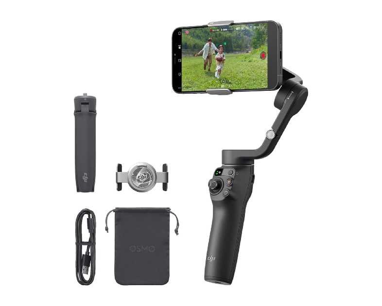 DJI Osmo Mobile 6 Gimbal Stabilizer for Smartphones, 3-Axis Phone Gimbal, Built-In Extension Rod, Object Tracking, Portable and Foldable, Vlogging Stabilizer, YouTube TikTok, Slate Gray