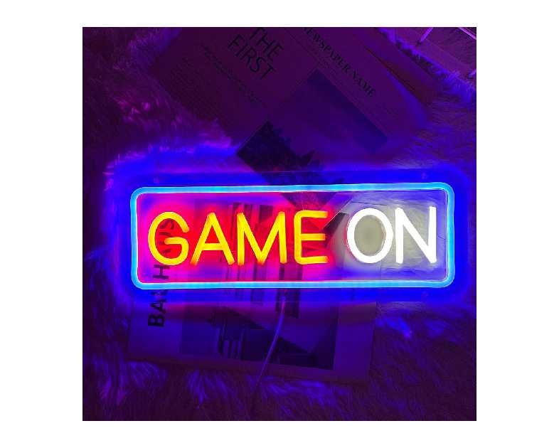 Gaming Neon Sign for Wall Decor Bedroom Game Room Gamer Room Playstation Decorations USB Powered LED Light Up Sign Birthday Gift for Kids Boy Girls (BluWhitRed)