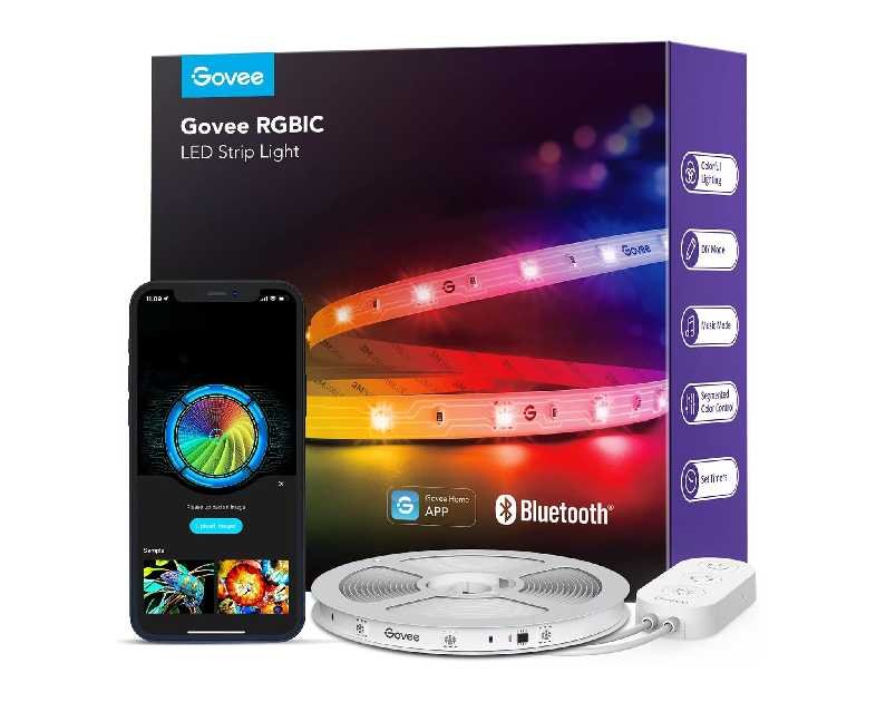 Govee RGBIC LED Strip Lights, Smart LED Lights for Bedroom, Bluetooth LED Lights APP Control, DIY Multiple Colors on One Line, Color Changing LED Strip Lighting Music Sync, Home Decor, 16.4ft