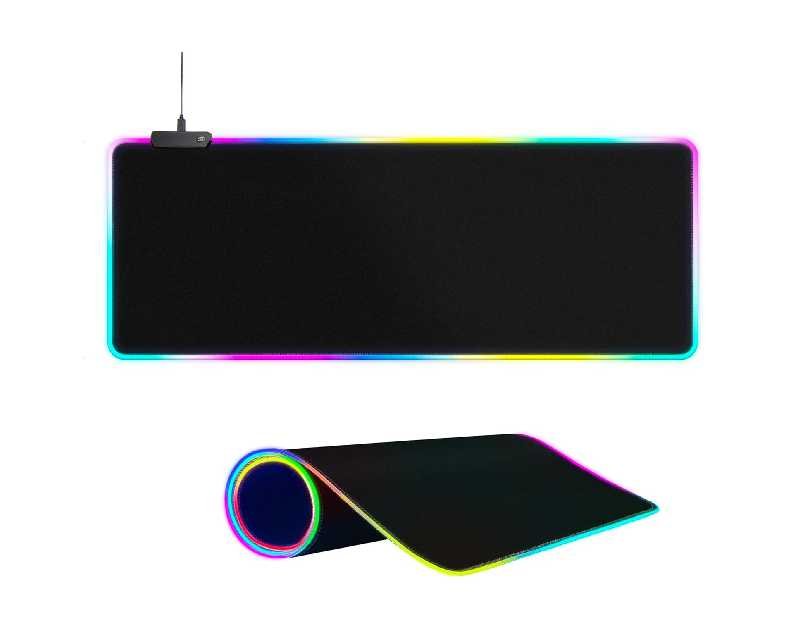 Large RGB Gaming Mouse Pad -15 Light Modes Touch Control Extended Soft Computer Keyboard Mat Non-Slip Rubber Base for Gamer Esports Pros 31.5X11.8