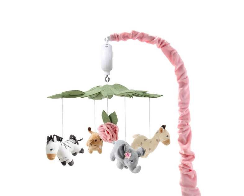The Peanutshell Crib Mobile for Girls - Soft Pink Musical Baby Crib Mobile with 12 Lullabies, Cute Animal Baby Wildest Dreams Nursery Decor