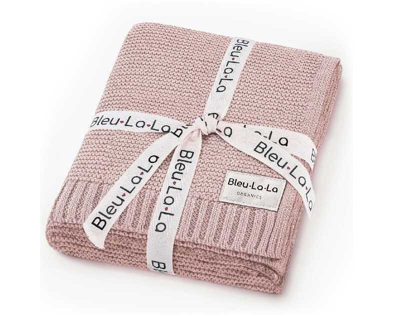 Heritage Knit Organic Receiving Swaddle Blanket for Girls - 100% Luxury Organic Cotton Soft Knit Warm Cozy Cuddle Blanket for Newborns Infants & Toddlers (0-2Yrs - Blush Pink)