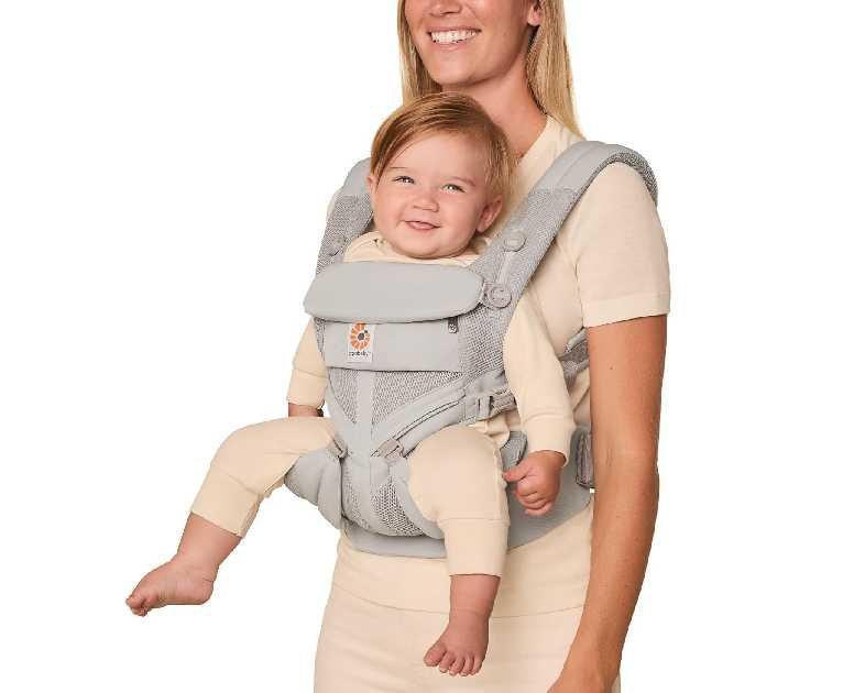Ergobaby Omni Classic Baby Carrier Newborn to Toddler - Breathable Baby Carriers for Summer - All-Position Carrier with Lumbar Support (7-45 Pounds), Mesh, Pearl Grey