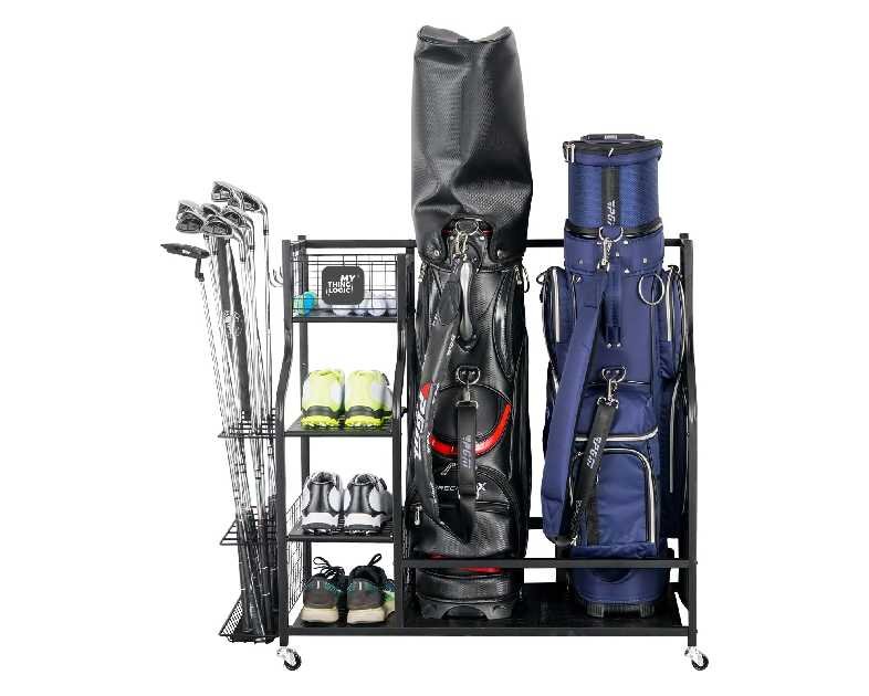 Mythinglogic Golf Storage Garage Organizer, Golf Bag Storage Stand and Other Golfing Equipment Rack, Extra Storage Rack for Golf Clubs