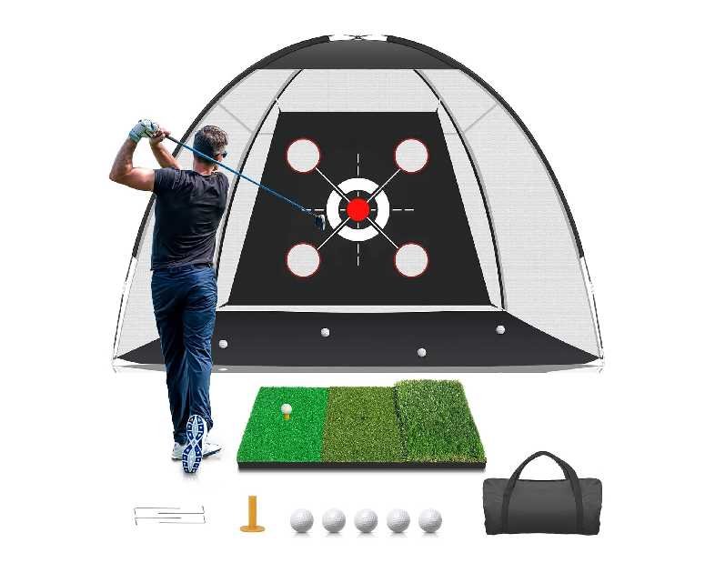 Golf Net with Practice Mat,Golf Hitting Aid Nets 10x7FT for Backyard Driving Chipping Training Swing with Target Mat Balls for Outdoor Indoor，Gifts for Men Dad Him and Golfer