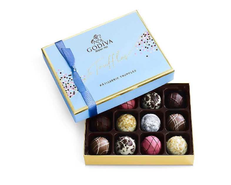 Godiva Chocolatier Patisserie Dessert Chocolate Truffle Gift Box for Birthday, Thank You, Anniversary, Congratulations Gift Basket Gourmet Candy with Creamy Ganache in Assorted Chocolate, 12 pc