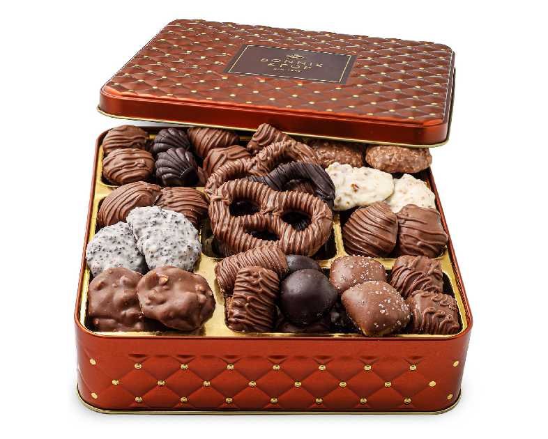 Chocolate Gift Basket, Candy Food Gifts Arrangement Platter, Gourmet Snack Box, Thanksgiving, Christmas, Holiday Present Idea, Corporate Him & Her, Men Women Sympathy Family Parties & Get Well- Bonnie & Pop