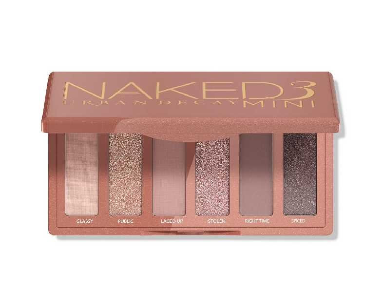 URBAN DECAY Naked 3 Mini Eyeshadow Palette - 6 Soft Pink Shadows, Multi-Use Matte & Shimmer Finishes, Ultra-Blendable Everyday Rosy Neutrals, Long-lasting Up to 12HR Wear, Travel Makeup with Mirror
