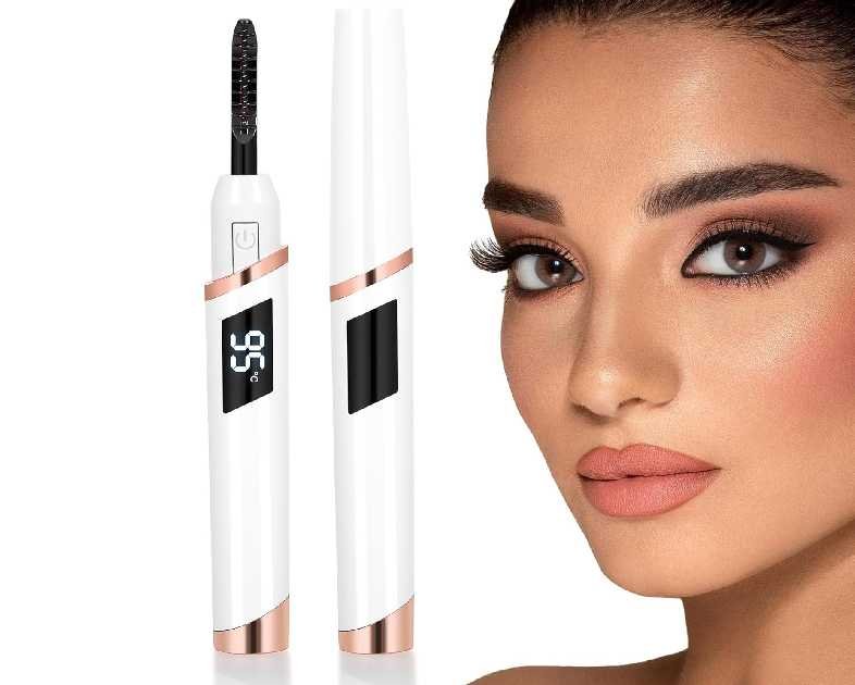Heated Eyelash Curler for Women, Electric Lash Curler with 10s Fast Heating, 4 Adjustable Temp (65°C-95°C), 24H Curl, USB-C Rechargeable, Ergonomic Design, Travel-Friendly Makeup Tool Gift