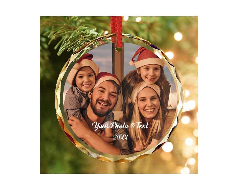 Bemaystar Personalized Crystal Christmas Ornaments with Photo,Custom Christmas Ornament,3"-5" Persoanlzied Family Ornaments 2025