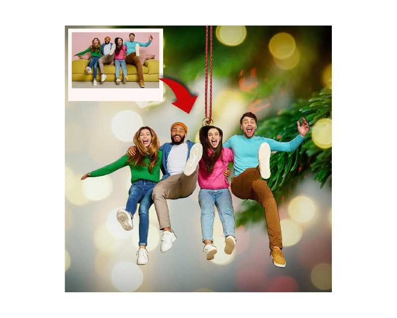 Customization Mill Personalized Photo Ornament, Custom Christmas Ornaments, Double-Sided Print, 2D Acrylic, 3.5", 4.25" or 5.25", with Ribbon