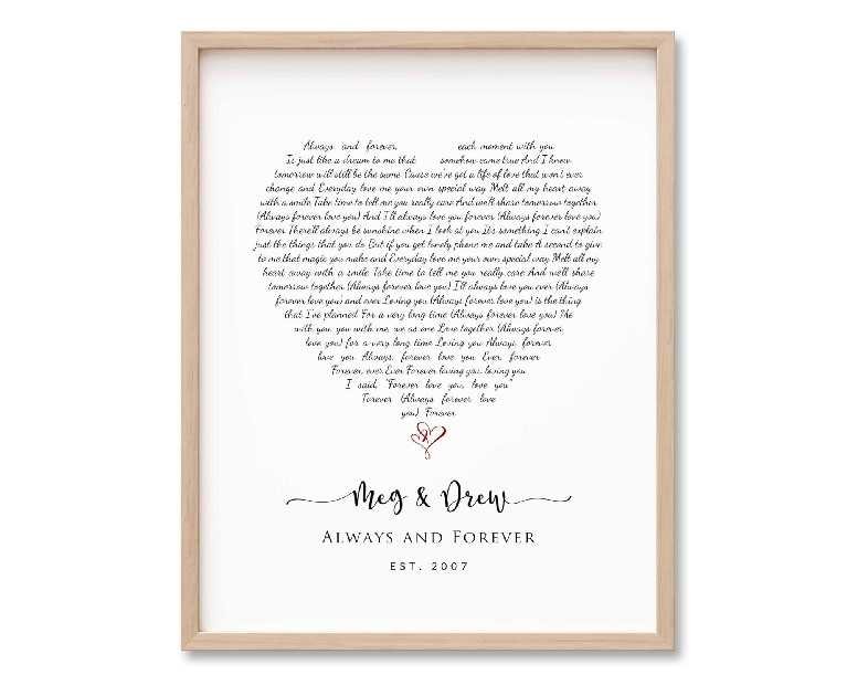 BlissfulMelodyDesign Custom Heart Shape Song Lyrics Wall Art