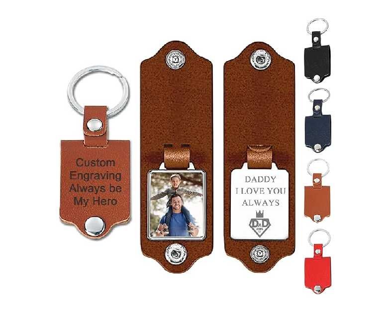 Personalized Custom Keychain with Picture - Turnable Double Sided Colorful Photo Key chains Memorial Gifts for Family Lover
