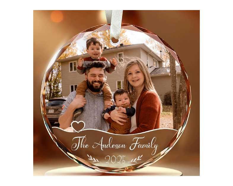 Custom Family Glass Ornament 2025