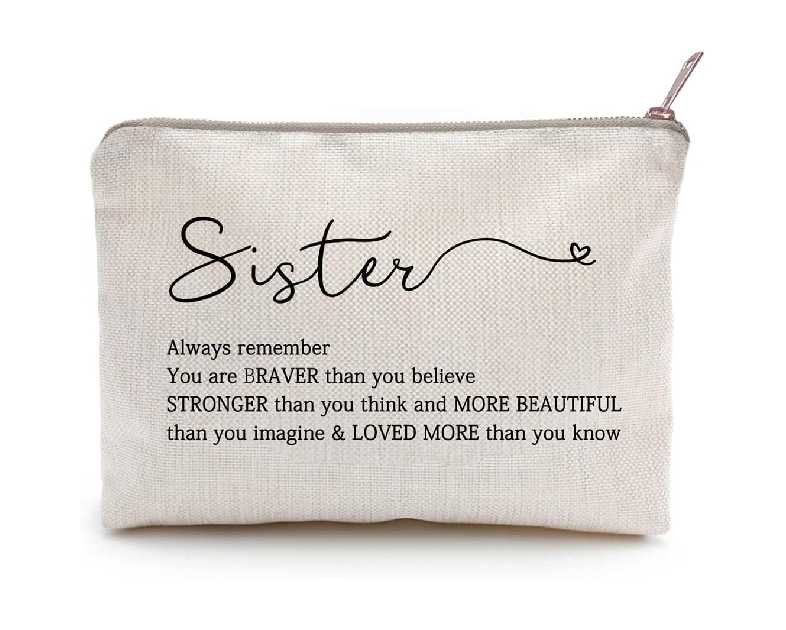 LICOBG Sister Birthday Gift Makeup Case Self-Worth Cosmetic Bag Positive Affirmation Toiletry Bag Gift Motivation Quotes Sister Gift