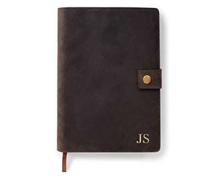 CASE ELEGANCE Full Grain Premium Leather Refillable Journal Cover with A5 Lined Notebook
