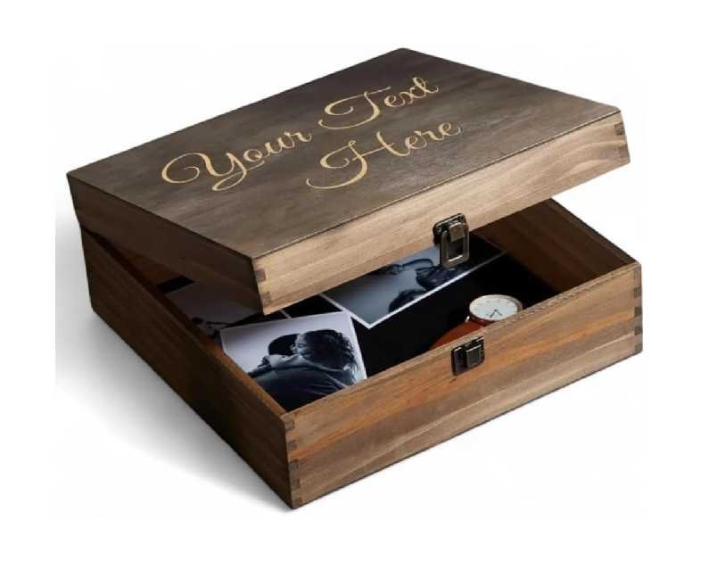 Personalized Wooden Keepsake Box - Custom Memory Box for Photos Jewelry Letters Rustic Memento Box for Wedding Anniversary Birthday Thanksgiving Retirement Gifts Engraved Keepsakes - Storage Boxes