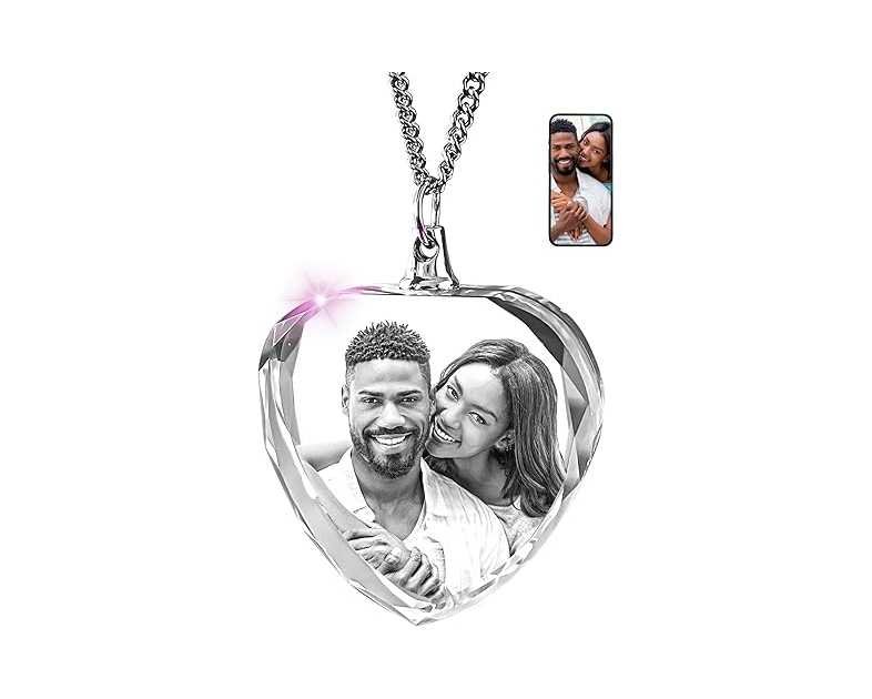 ArtPix 3D Crystal Photo, Personalized Gift Necklace Heart for Women, Wife, Her, Custom Gift for Dad, Father, Great Customized Gifts With Your Own Picture