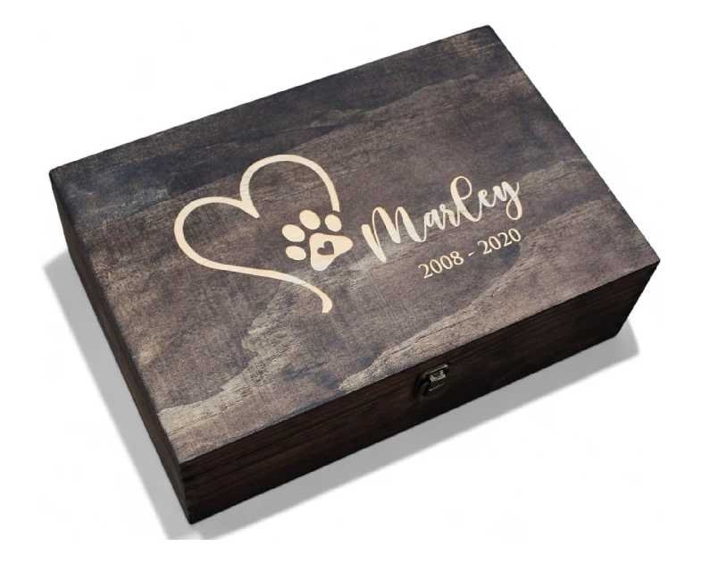 Personalized Pet Memory Keepsake Box Custom Engraved Wooden Memorial Box with Lid