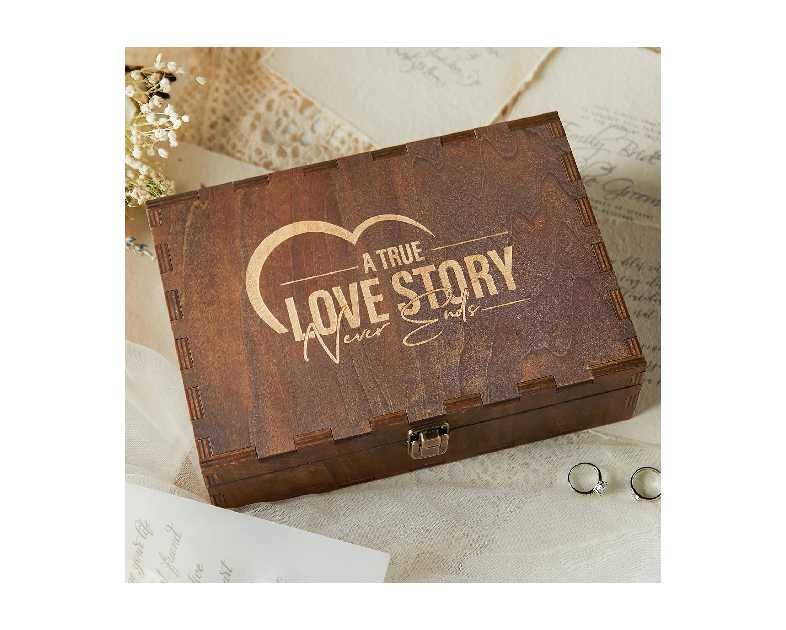 AW BRIDAL Engraved Wedding Memory Box with Lid