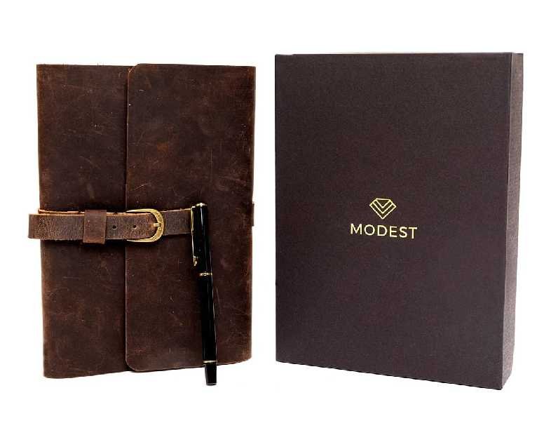 PERSONALIZED LEATHER JOURNAL GIFT SET for Men & Women