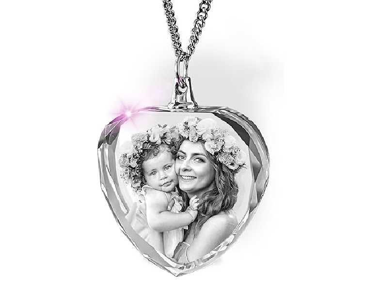ArtPix 3D Crystal Photo, Personalized Gift Necklace Heart for Women, Wife, Her, Custom Gift for Dad, Father, Great Customized Gifts With Your Own Picture