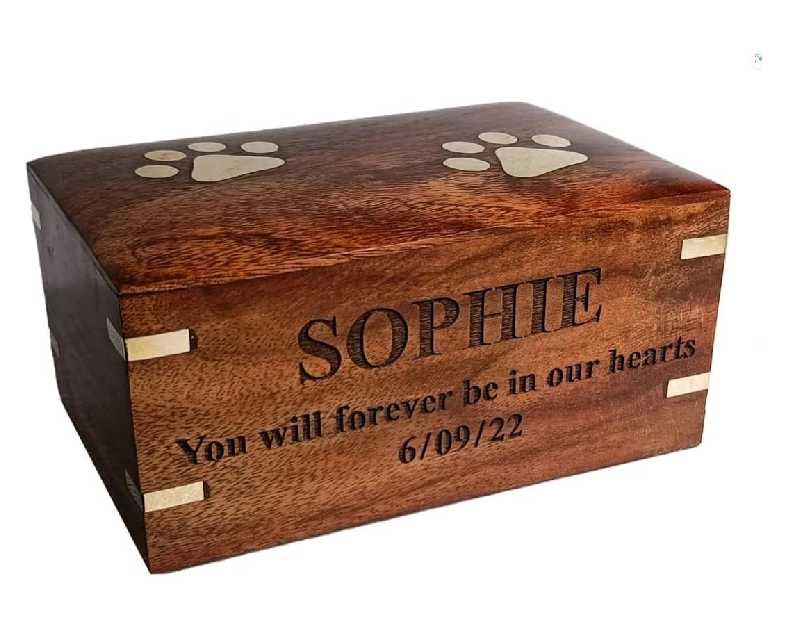 Personalized Rosewood Pet Urn for Dog Ashes
