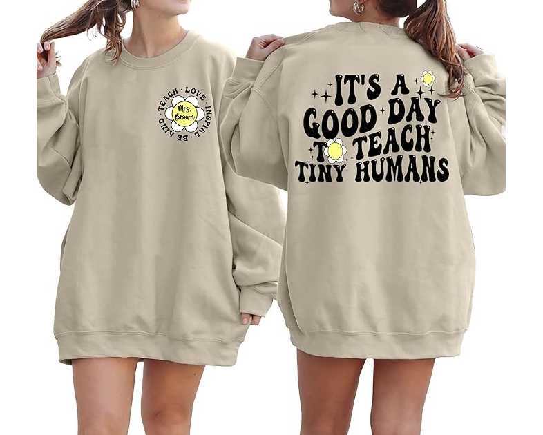 NAZENTI Personalized Teacher Sweatshirt, Custom Teacher Gifts, Teacher Shirt, Idea Gift for Teacher, Teacher Shirt for Women