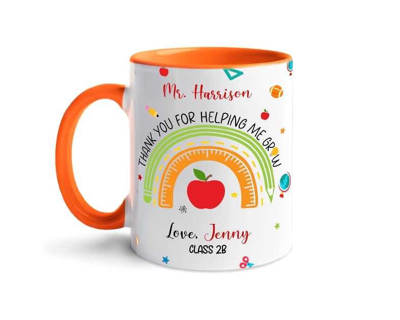 Thank You For Helping Me Grow Coffee Mug Gift For Teacher Men Women